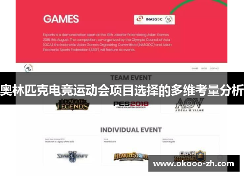 奥林匹克电竞运动会项目选择的多维考量分析